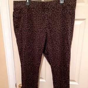 Animal Print Pants, Size 3X,Brown/Black,Elastic waistband, Stretchy Fabric